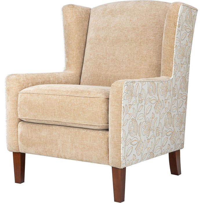 Thompson Wingback Accent Chair (Tan Beige & Floral Fabric)