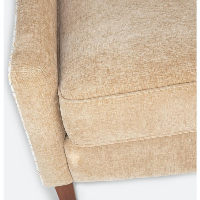 Thompson Wingback Accent Chair (Tan Beige & Floral Fabric)