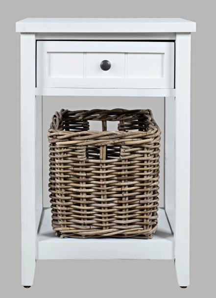 GC 1 Drw Accent Table w/ One Basket (Distressed White)