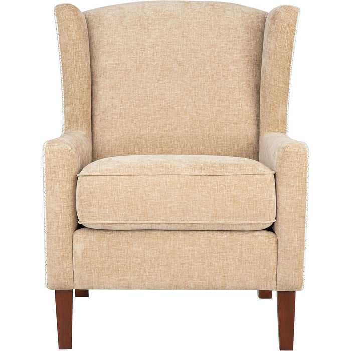 Thompson Wingback Accent Chair (Tan Beige & Floral Fabric)