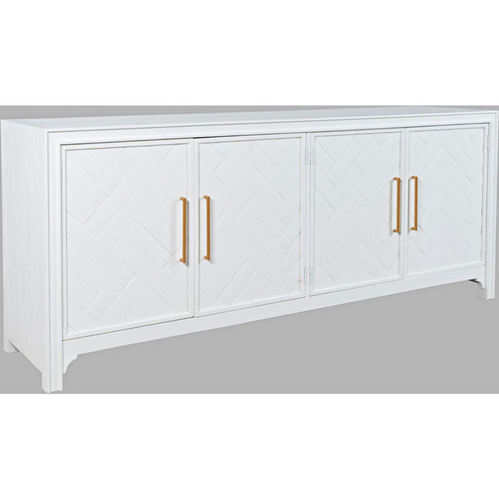 Gramercy 79" Chevron Accent Cabinet (Brushed White)