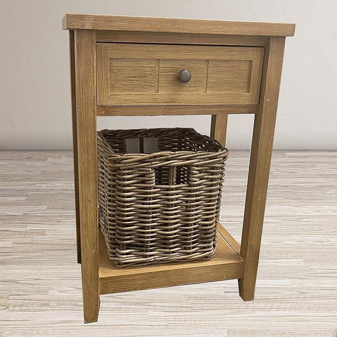 Rattan 1 Dwr w/Baskets Accent Table (Bisque Brown)