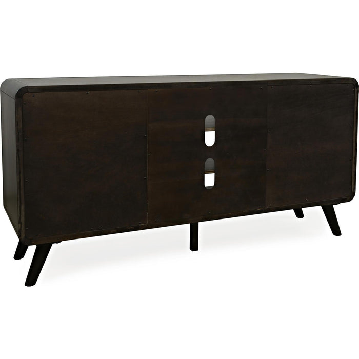 Marlowe Curved 64" TV Stand Media Console (Dark Brown Acacia Wood)