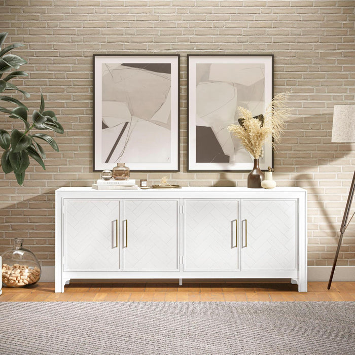 Gramercy 79" Chevron Accent Cabinet (Brushed White)