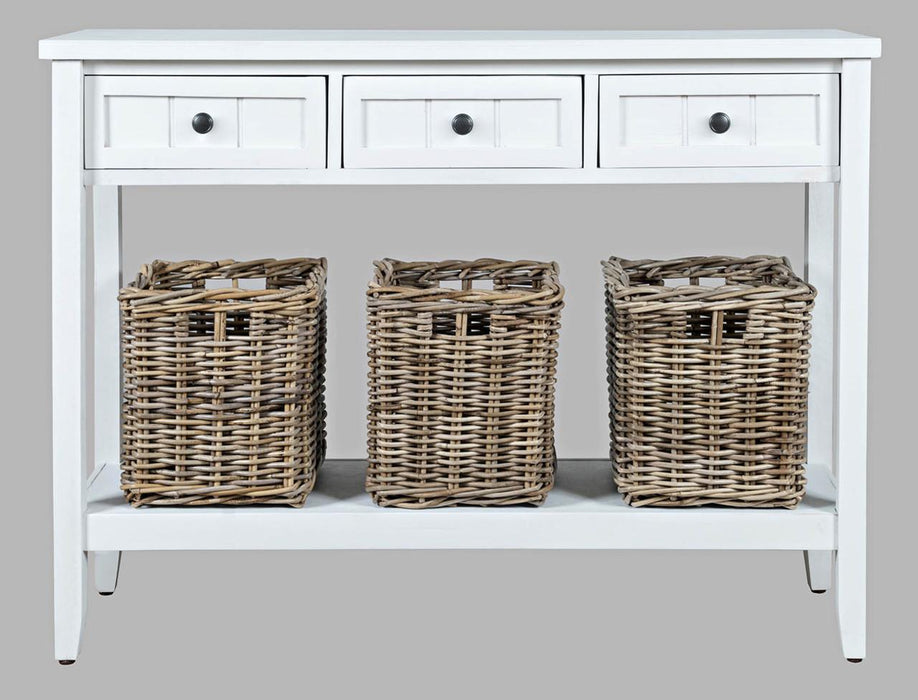 GC 3 Dwr Sofa Table w/Baskets (Distressed White)