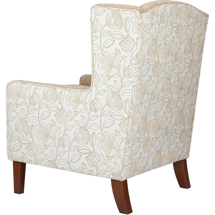 Thompson Wingback Accent Chair (Tan Beige & Floral Fabric)