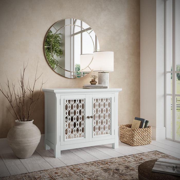 Isabella 38" Accent Cabinet (White Finish Wood & Mirror)