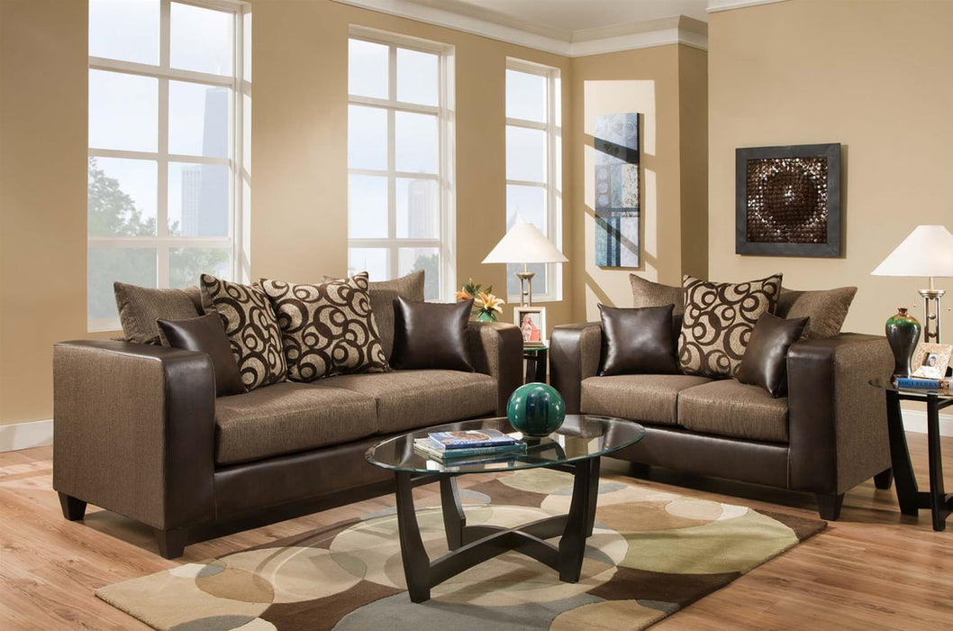 Sofa & Loveseat Set (Brown)