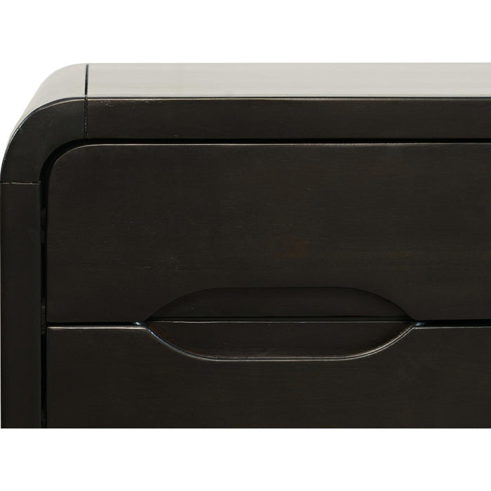 Marlowe Curved 64" TV Stand Media Console (Dark Brown Acacia Wood)