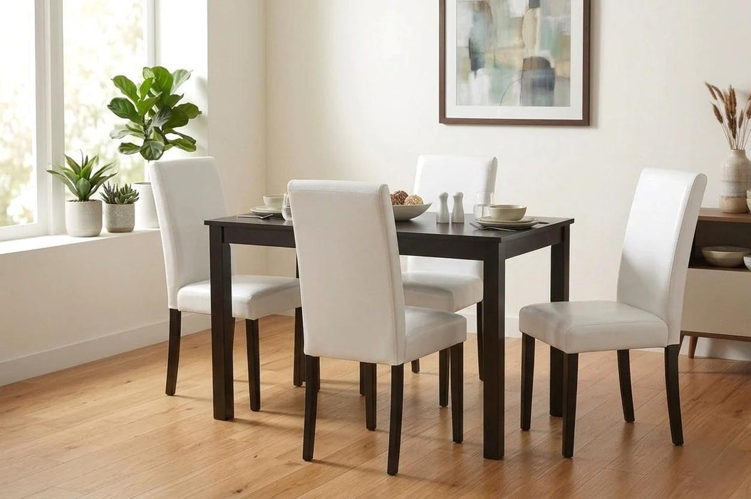 Dining Table + 4 Chairs (White)
