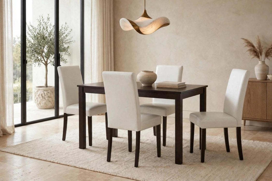 Dining Table + 4 Chairs (White)