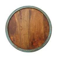 Global Archive Carved Drum Accent Table (Turquoise)