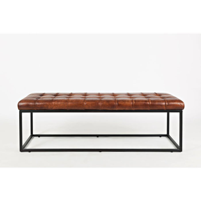 Leather Ottoman Bench 55" (Saddle Brown)