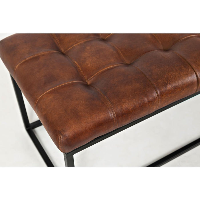 Leather Ottoman Bench 55" (Saddle Brown)