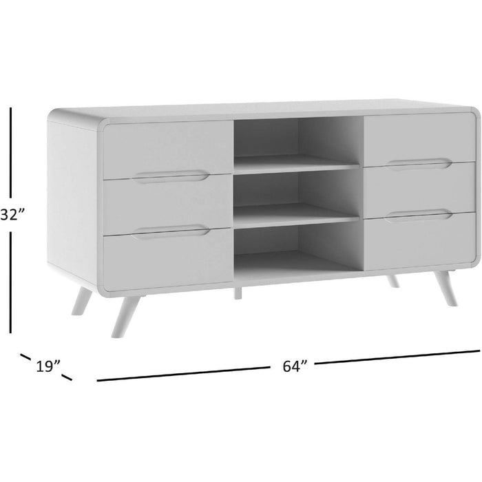 Marlowe Curved 64" TV Stand Media Console (Dark Brown Acacia Wood)