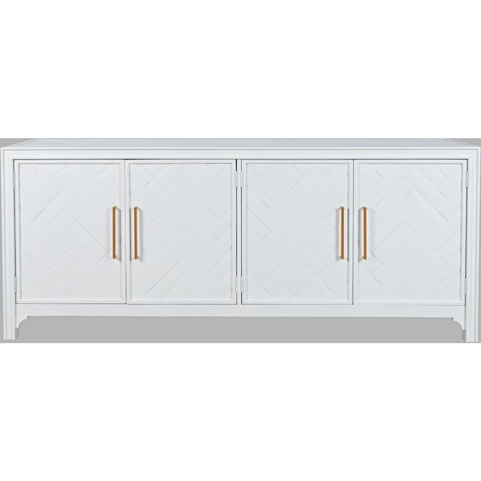 Gramercy 79" Chevron Accent Cabinet (Brushed White)