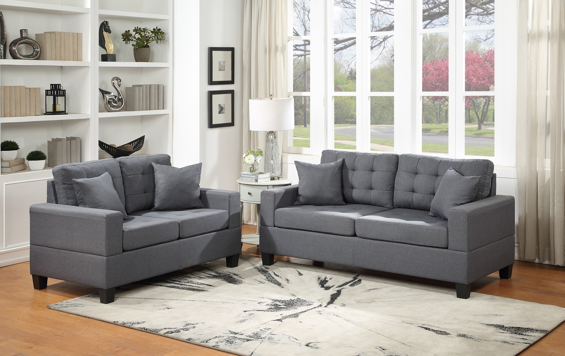 Sofa & Loveseat Set (Grey)